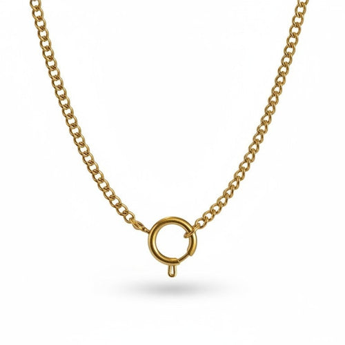 Gold necklace chain on a white background