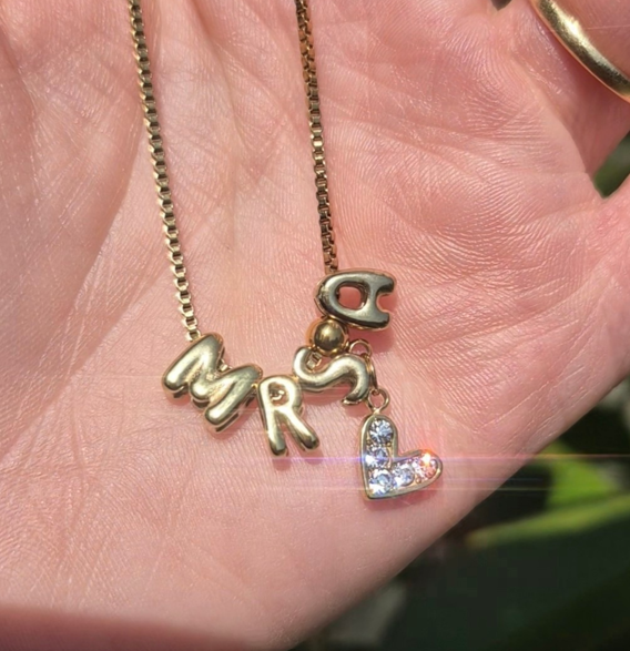 Bubble Letter Necklace 1-5 Letters