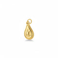 Gold teardrop pendant on a white background