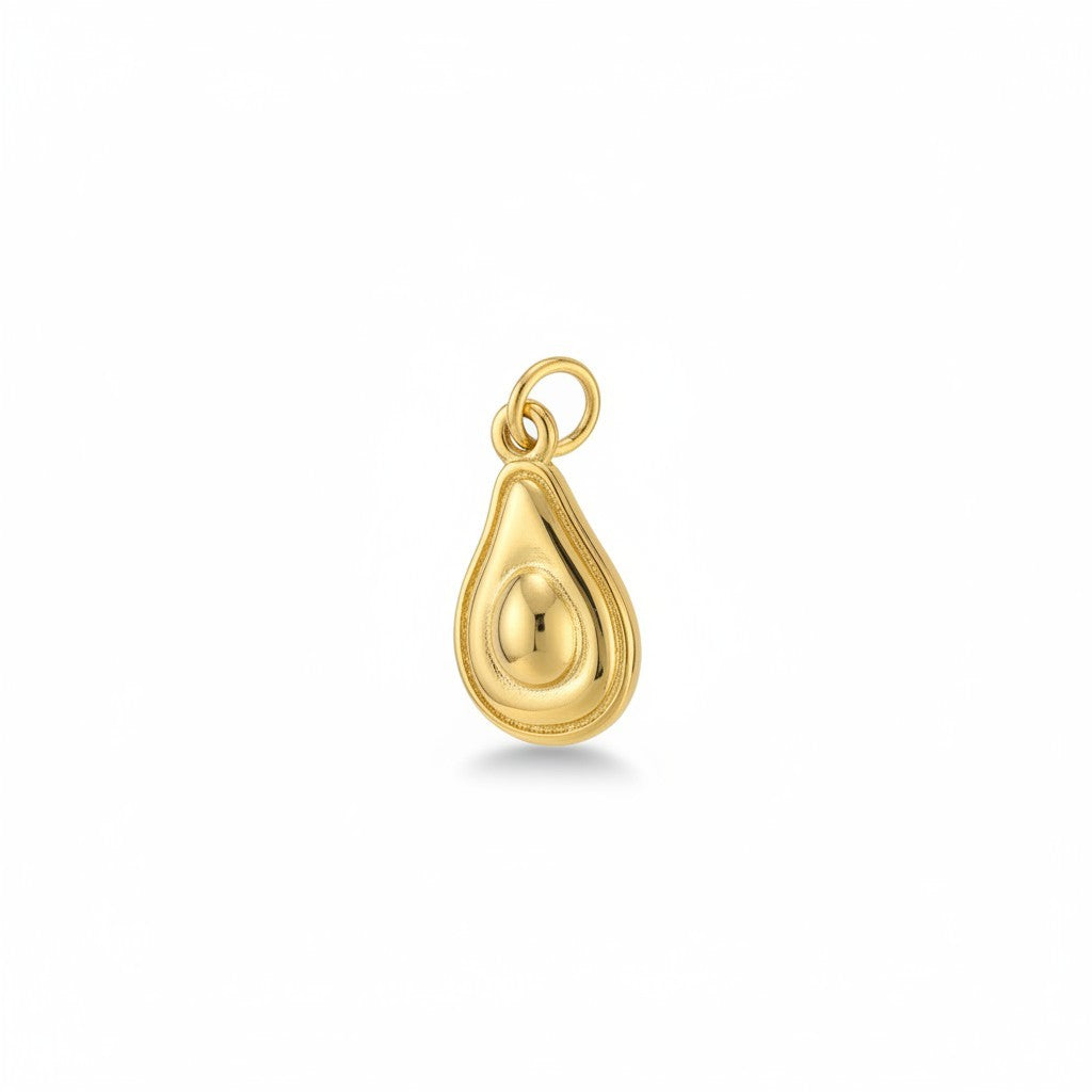 Gold teardrop pendant on a white background