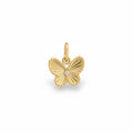 Gold butterfly charm with a small diamond on a white background