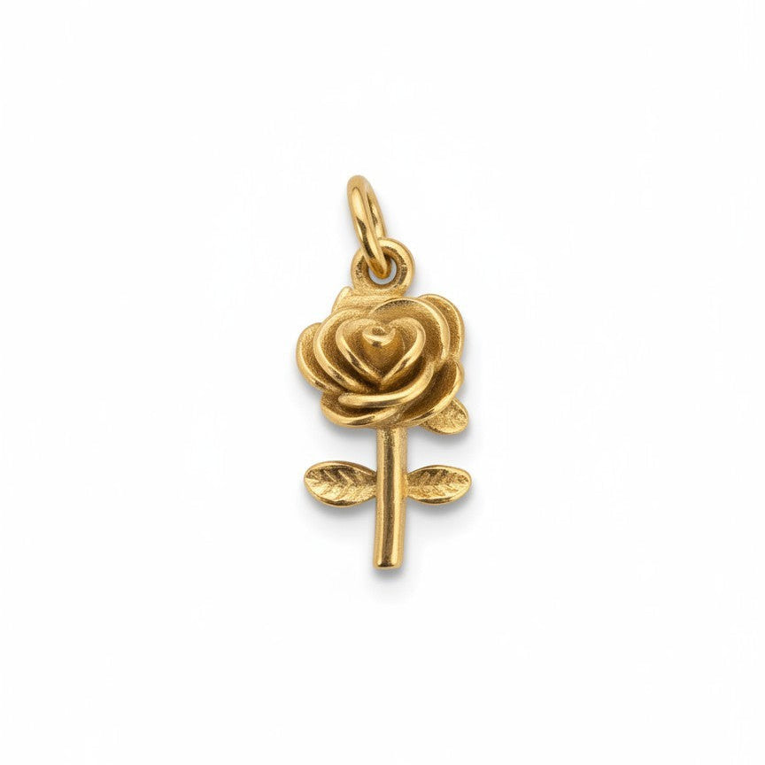 Gold rose pendant on a white background